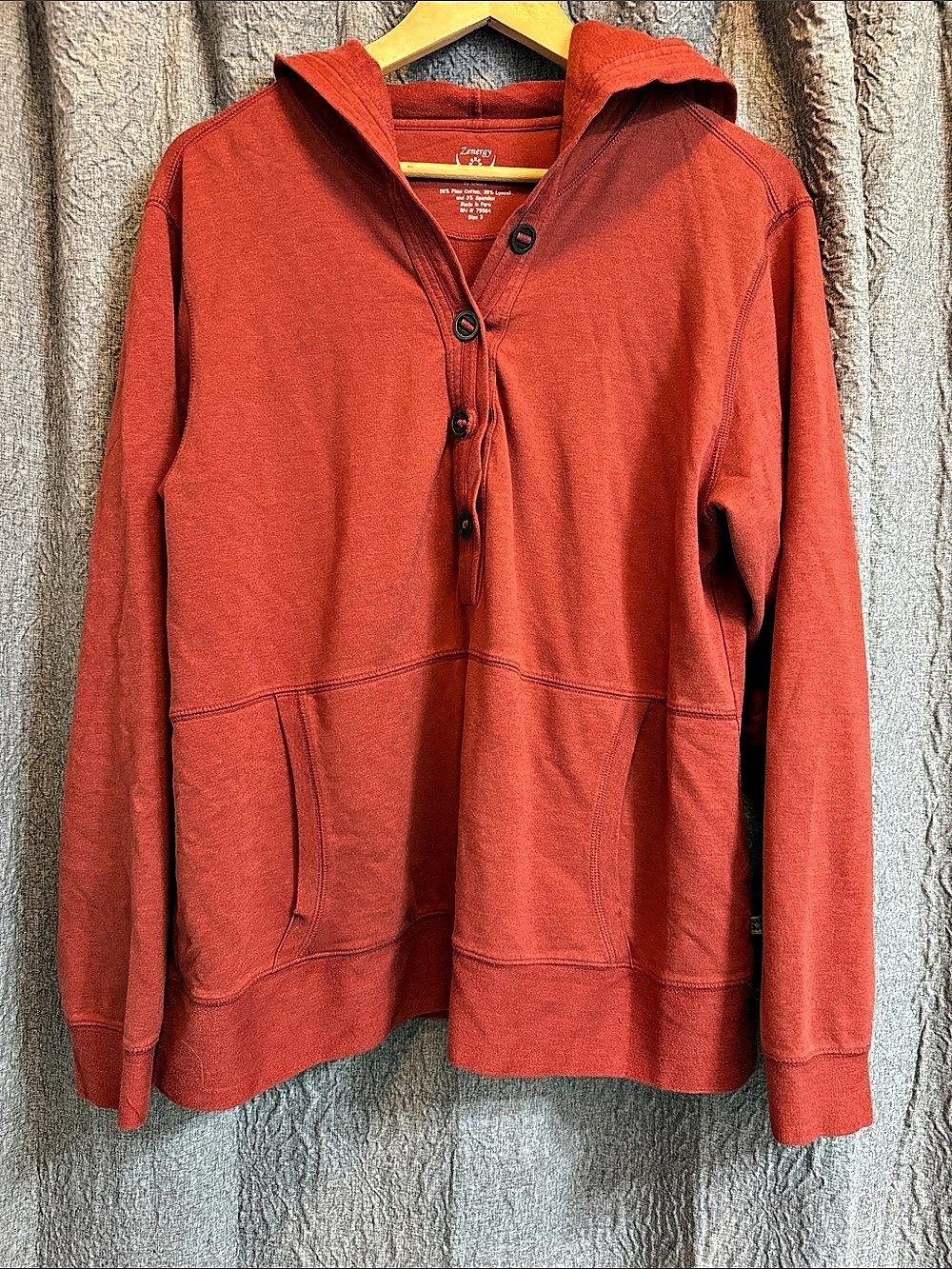 Zenenergy by Chico'Small Hooded Cotton Lyocell Top in Red Size Small Like New
